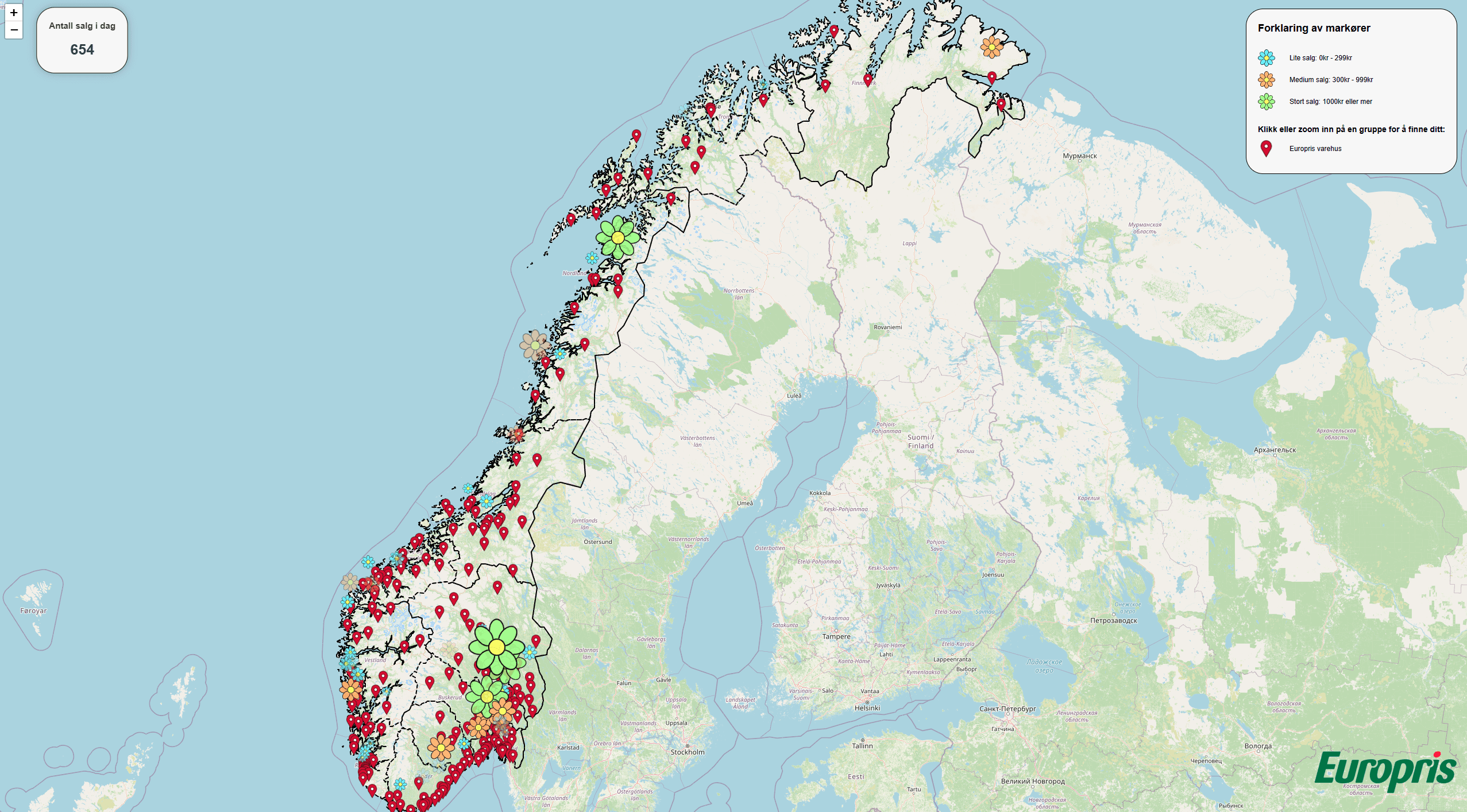 Europris Sanntids Salgsvisualisering